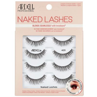 Ardell Naked Lashes 420 Multipack, Lightweight Natural Look, Invisiband for Comfort, Perfect for Everyday Wear, 4-Pairs, 1-Pack