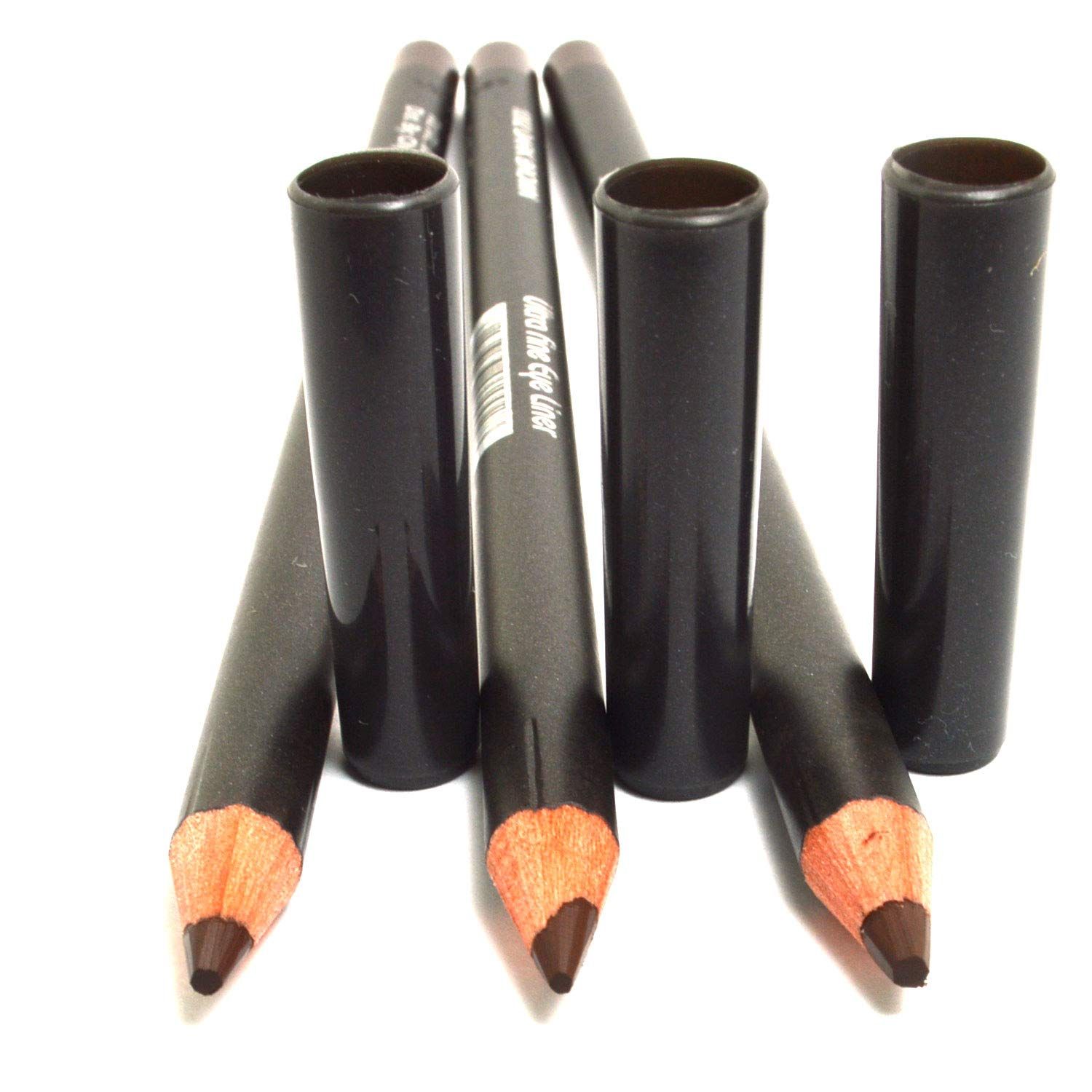 3 Pcs x Italia Deluxe 1002 Dark Brown Ultra Fine Eye liner Pencil Eyeliner Set  Free ZipBag, Full Size