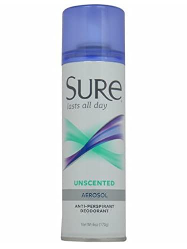 Sure Anti-Perspirant &amp; Deodorant Aerosol Spray Unscented, 6 oz (Pack of 6)
