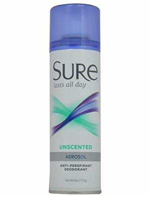 Sure Anti-Perspirant &amp; Deodorant Aerosol Spray Unscented, 6 oz (Pack of 6)