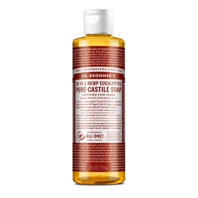 Dr. Bronner&#39;s - Pure-Castile Liquid Soap (Eucalyptus, 8 ounce) - Made with Organic Oils, 18-in-1 Uses Face, Body, Hair, Laundry, Pets and Dishes, Concentrated, Vegan, Non-GMO