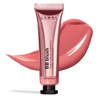 Lamel BB Blush Cheek Makeup - Lightweight and Long Lasting Liquid Blush - Blendable Cream Blush for Cheeks, Natural Finish Cream Contour - Nude Liquid Blush, 401 (Tea Rose) -10ml0,33fl.oz