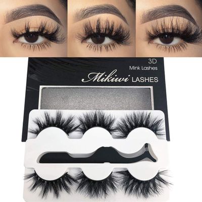 Mikiwi Real Mink lashes, 3D Mink Lashes, 5D Mink Lashes, Fluffy Long Mink Eyelashes, Dramatic Lashes, Luxury Makeup, Valentine&#39;s Day Gifts eyelashes (3pairs-a)