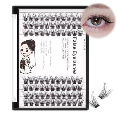 Bodermincer 84 Cluster D Curl Natural Style Eyelashes Professional Makeup Individual Cluster EyeLashes Grafting Fake False Eyelashes (10MM)