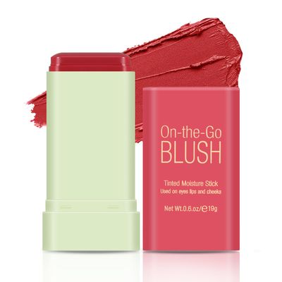 Boobeen Blush for Cheeks, Multi-Use Makeup Blush Stick Waterproof Long Lasting Tinted Solid Moisturizer Stick for Eyes Lips and Cheek, Soft Thin Blush Stick for Blends Perfectly onto Skin