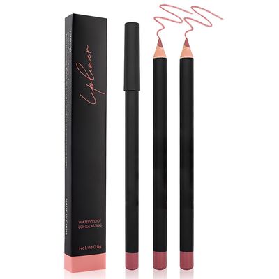 2 Pcs Natural Nude Brown Beige Colors Lip Liner Lipstick Pencils Set for Daily Makeup,Easy to Apply &amp; Remove,Waterproof