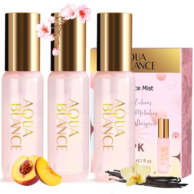 AQUA BLANCE Body Spray for Women, Body Fragrance Mist Gift Set, 3-Pack, Each 60ml2.1 FlOz, Travel Size Three Scents, Womens Body Spray