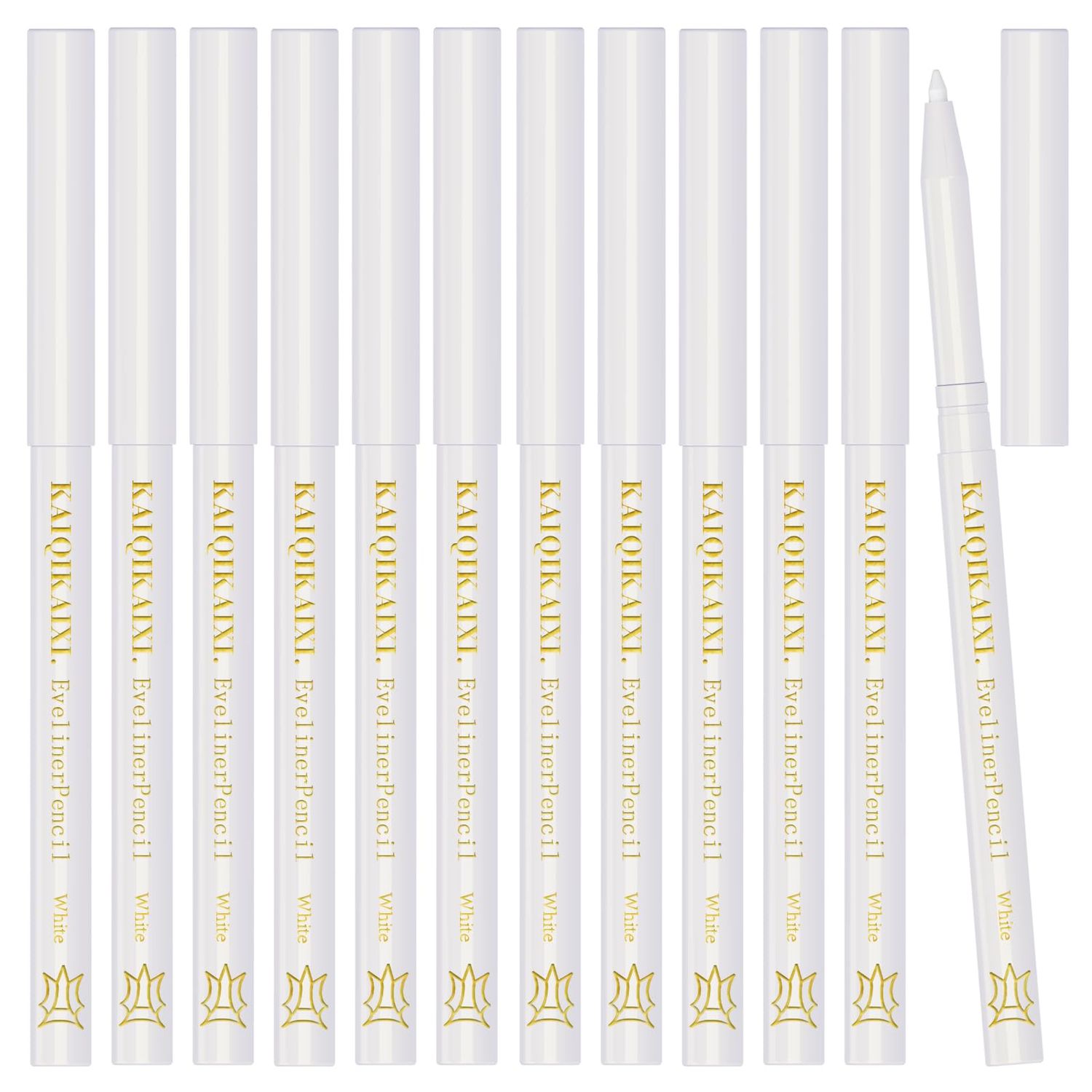 12Pcs White Eyeliner Pencils Professional Use as Highlighter,Lip Line Pen Long-lasting Nice Color Eye Brow Gel Pen Makeup Brow Tint Pencils Beauty Makeup Tools