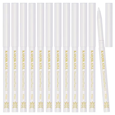 12Pcs White Eyeliner Pencils Professional Use as Highlighter,Lip Line Pen Long-lasting Nice Color Eye Brow Gel Pen Makeup Brow Tint Pencils Beauty Makeup Tools