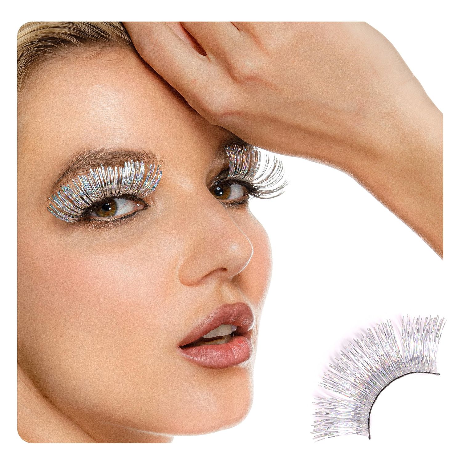 Dorisue Halloween lashes Silver eyelashes glitter eyelashes Princess cosplay eyelashes silver-white False Eyelashes Extension for Women Girls P24