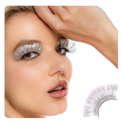 Dorisue Halloween lashes Silver eyelashes glitter eyelashes Princess cosplay eyelashes silver-white False Eyelashes Extension for Women Girls P24
