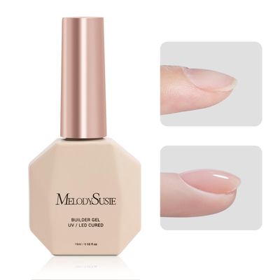 MelodySusie Builder Nail Clear Base Gel Builder Gel for Nails Thickening, Soak Off UV Gel,Extension Gel Rhinestone Nail Glue Gel in a Bottle for Nail Art Design Gift for Women