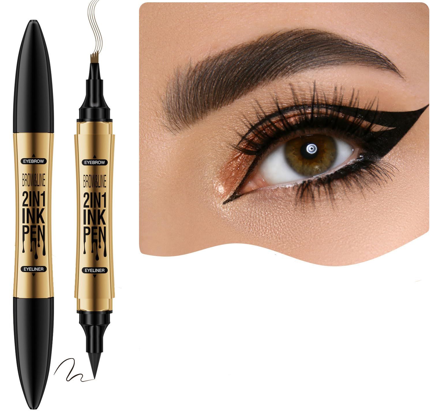 Eyebrow Pencil with 4 Micro-Fork Tip Natural Looking Brows Effortlessly and Stays on All Day Waterproof Deep brown