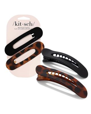 Kitsch Flat Hair Clips - Stylish Lay Down Claw Clips for Women with Thick Hair | Big Alligator Hair Clips for a Sleek Look | Large Hair Clips, 2pc (Black &amp; Tortoise)