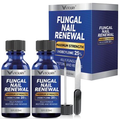 2 Bottle Toenail Fungus Treatment Extra Strength, 25% Undecylenic Acid, Tea Tree Oil, Toe Nail Fungus Treatments, Toe Fungus Treatment for Toenail
