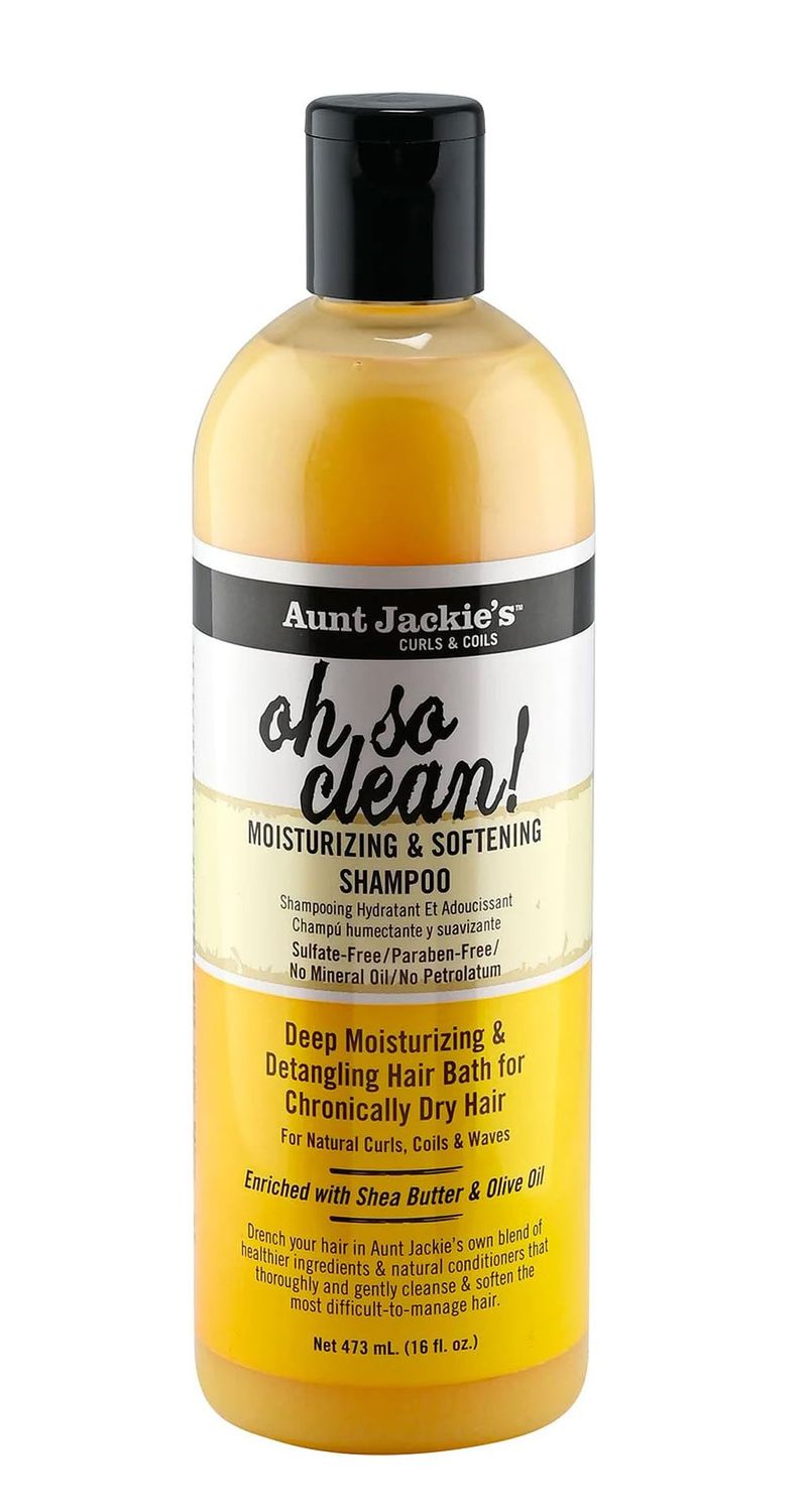 Aunt Jackie&#39;s Curls and Coils Oh So Clean Deep Moisturizing and Softening Hair Shampoo for Natural Curls, Coils and Waves, Enriched shea Butter, 12 oz