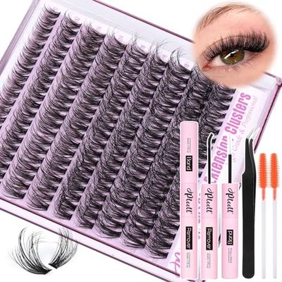 Fluffy Lash Extension Kit Wispy Eyelash Extension Kit 10-18MM Natural Lash Clusters 180PCS Cluster Eyelash Extensions with Lash Bond and Remover and Lash Applicator DIY Lashes Extension by Pleell