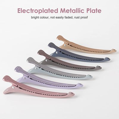 AIMIKE 6pcs Professional Hair Clips for Styling Sectioning, Anti-Slip No-Trace Duck Billed Hair Clips with Silicone Band, Salon and Home Hair Cutting Clips for Hairdresser, Women, Men - 4.3 Long