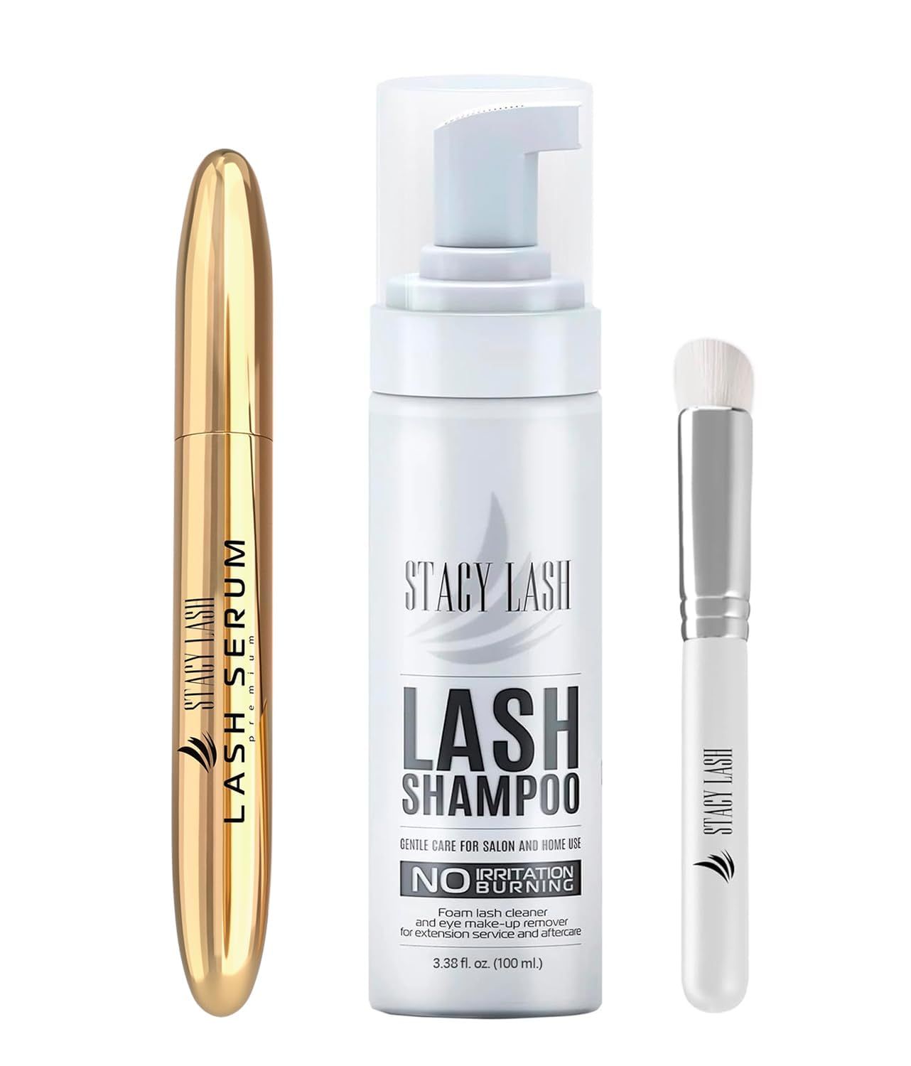 STACY LASH Lash Shampoo 100ml Eyelash Growth Serum Eye Makeup Remover  Lash Serum for Eyelash Growth and ThicknessLash Cleaning Kit of Lash Cleanser  Brush &amp; Eyelash Serum to Grow Lashes