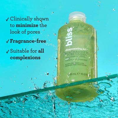 Bliss Disappearing Act Niacinamide Toner - 10 Fl Oz - Pore Vanish Complex - Purifies and Minimizes Pores - Alcohol-Free Face Toner - Clean - Vegan &amp; Cruelty Free