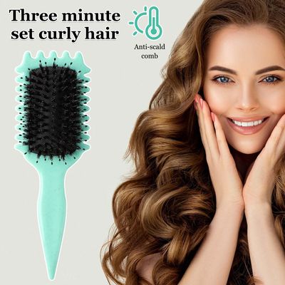 iDAOLI Curl Defining Hair Brush, 2024 Flash Boar Bristle Styling Brush for Curly Hair, Shaping &amp; Defining Curls for Women, Green)