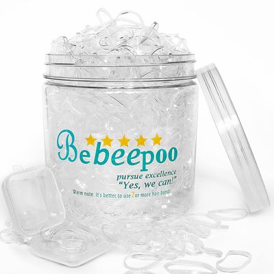 Clear Hair Elastics, BEBEEPOO 2000pcs Mini Rubber Bands for Hair, Clear Mini Elastic Hair Ties with Small Box, Soft Small Hair Tties for Girls Kids Women