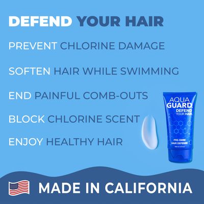 AquaGuard Pre-Swim Hair Defense | Prevents Chlorine Damage  Softens Hair | Made in California | Color Safe, Great Scent | 5.3 oz (2 Pack)