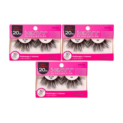 i-Envy 3D Lash Glam Collection Multi-angle &amp; Volume False Eyelash (3 PACK, KPEI06)