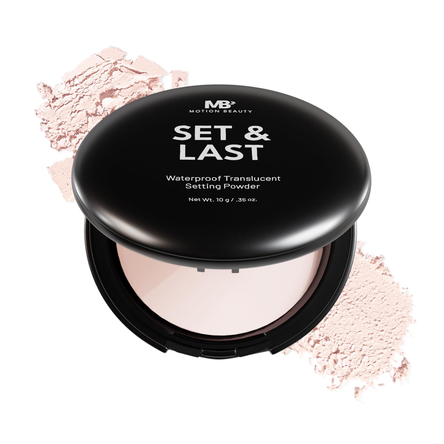 Motion Beauty Set &amp; Last Waterproof Setting Powder, Pressed Sweat Proof Translucent Lightweight Powder Match any Skin Tone, Designed for Active Workouts, Long Lasting, Gym Makeup, 0.35 Oz
