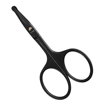 LIVINGO 3.75&quot; Premium Nose Hair Scissors, Curved Safety Blades with Rounded Tip for Trimming Small Details Facial Hair, Ear Hair, Eyebrow (Black)