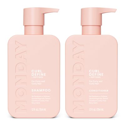 MONDAY HAIRCARE Curl Define Shampoo  Conditioner Set (2 Pack) 12oz Each, Nourishing Curls, Tames Frizz, Enhances Shine with Coconut Oil and Shea Butter, 100% Recyclable Bottles