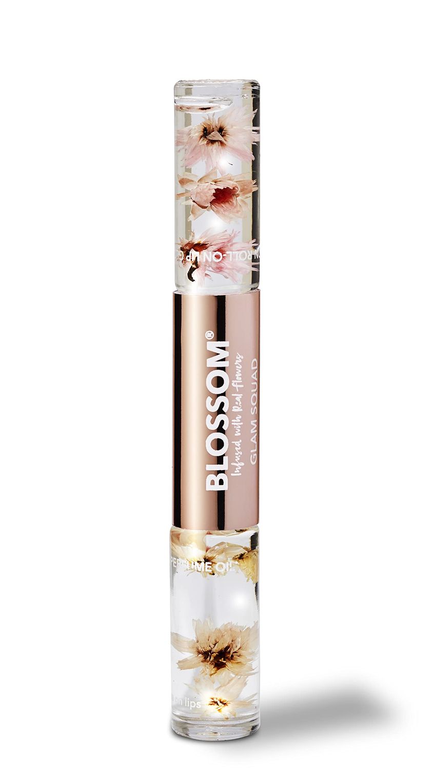 Blossom Lip Gloss &amp; Roll On Perfume for Women, Glam Squad Double Sided Gift Set, Infused with Real Flowers, Bachelorette Gift, Made in USA 0.2oz, WatermelonRose