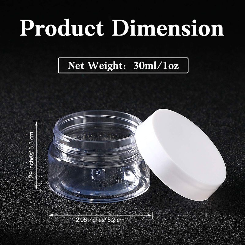 Patelai 4 Pieces Round Clear Wide-mouth Leak Proof Plastic Container Jars with Lids for Travel Storage Makeup Beauty Products Face Creams Oils Salves Ointments DIY Making or Others (White,1 Ounce)