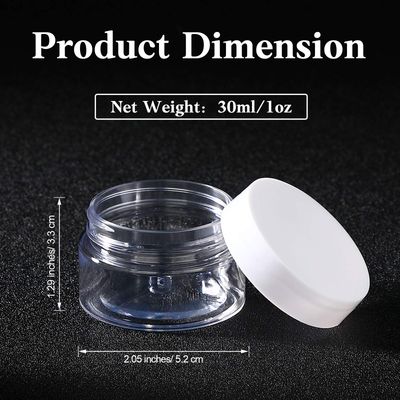 Patelai 4 Pieces Round Clear Wide-mouth Leak Proof Plastic Container Jars with Lids for Travel Storage Makeup Beauty Products Face Creams Oils Salves Ointments DIY Making or Others (White,1 Ounce)