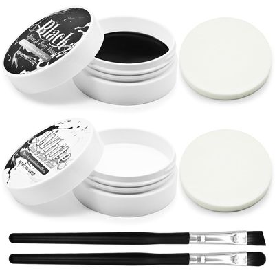 Black and White Face Paint Set - 2.47 oz Halloween Face Body Paint Skeleton Ghost Skull Cosplay Costume Professional SFX Corpse Special Effects Makeup Kit for Adults Kids Full Coverage Skin Paints