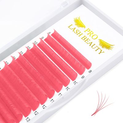 Colored Eyelash Extensions Pink Volume Lash Extensions Easy Fan Lashes D-0.07-8-15 Color Lashes Easy Fan Volume Lashes (Pink-D-0.07,8-15 mix)
