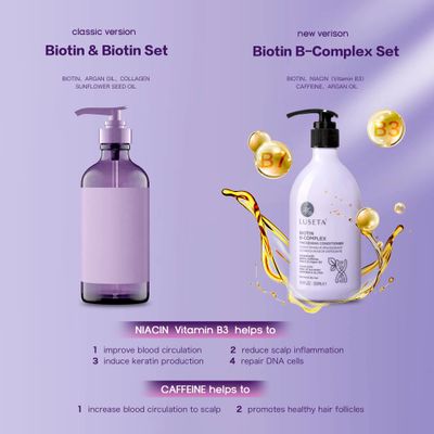 Luseta B-Complex Shampoo & Conditioner Set for Hair Growth and Strengthening, Routine shampoo and Conditioner for women hair loss, Biotin Shampoo and Conditioner for Thinning Hair All Types 2 x 16.9oz