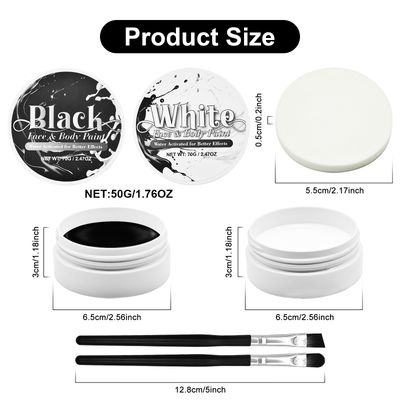 Black and White Face Paint Set - 2.47 oz Halloween Face Body Paint Skeleton Ghost Skull Cosplay Costume Professional SFX Corpse Special Effects Makeup Kit for Adults Kids Full Coverage Skin Paints