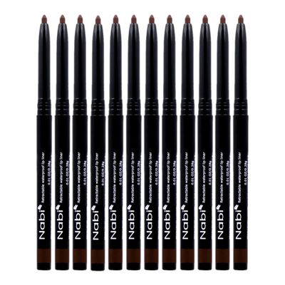 Beauty Spot (12pcs) Nabi Retractable Waterproof Eyeliner Pencil - Long Lasting Fade Resistant Formula - Quick Makeup Remover (Dark Black Brown)