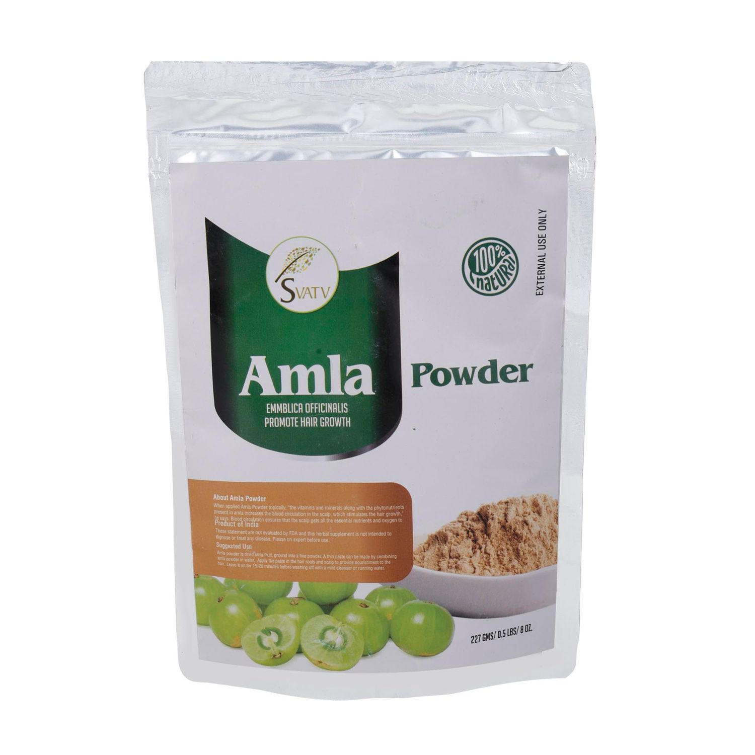 SVATV Amla Powder, Emblica Officinalis, Amalaki, Indian Gooseberry, 227g, 8 Ounce - Promotes Hair Growth, Strong &amp; Long Hairs