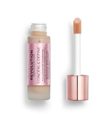 Revolution Beauty, Conceal &amp; Define Foundation, Full Coverage, Long-Lasting Matte Finish, Vegan &amp; Cruelty Free, F7 Medium Skin Tones, 0.8 Fl.Oz.