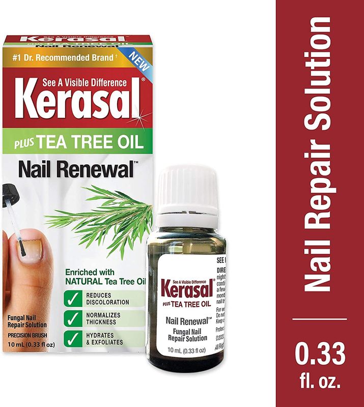 Kerasal Renewal Nail Repair Solution with Tea Tree Oil for Discolored and Damaged Nails, 0.33 Oz (Pack of 1)