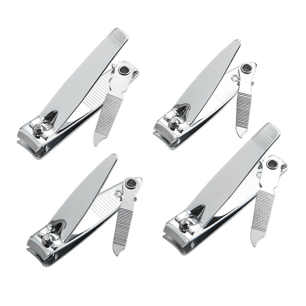 4 Pcs Nail Clippers for Fingernails and Tonenail by QLL - Swing Out Nail CleanerFile - Sharpest Stainless Steel Clipper - Wide Easy Press Lever - Nail Cutter