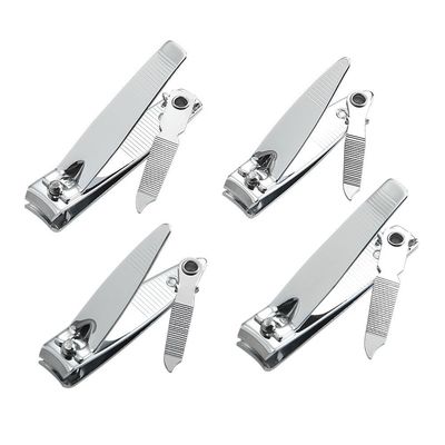 4 Pcs Nail Clippers for Fingernails and Tonenail by QLL - Swing Out Nail CleanerFile - Sharpest Stainless Steel Clipper - Wide Easy Press Lever - Nail Cutter