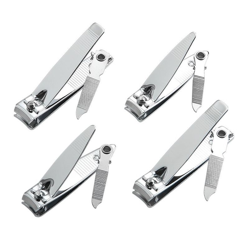 4 Pcs Nail Clippers for Fingernails and Tonenail by QLL - Swing Out Nail CleanerFile - Sharpest Stainless Steel Clipper - Wide Easy Press Lever - Nail Cutter