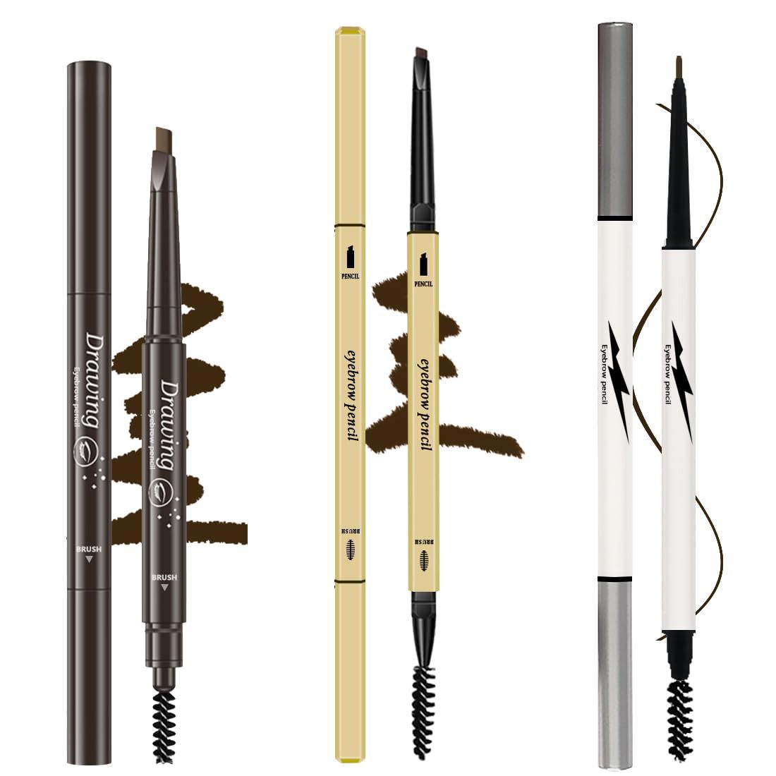 3 Different Eyebrow Pencils,Creates Natural Looking Brows Easily And Lastes All Day,3-in-1Eyebrow Pencil 3Dark Brown #-0803085