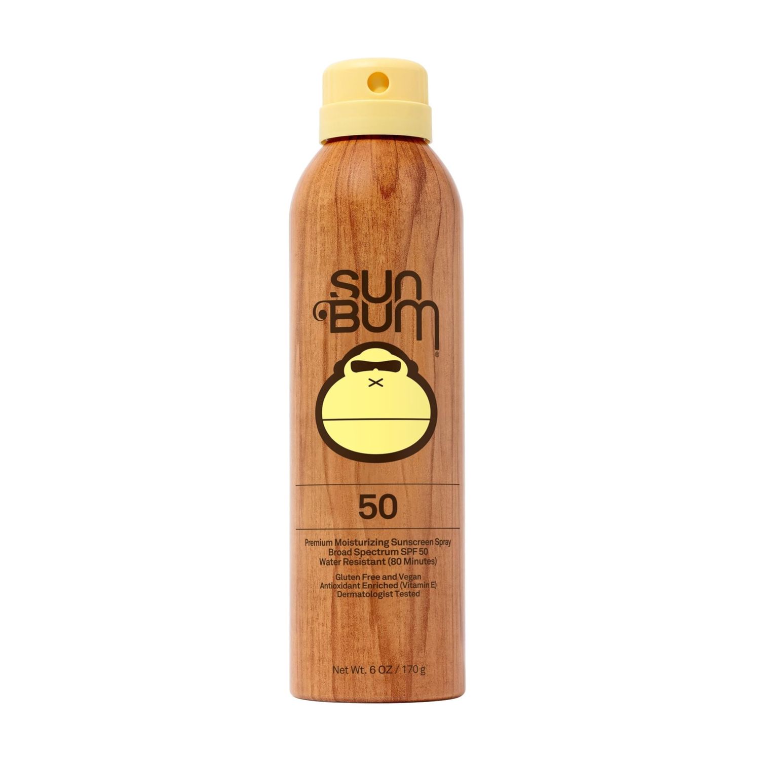 Sun Bum Original SPF 50 Sunscreen Spray Vegan and Hawaii 104 Act Compliant (Octinoxate &amp; Oxybenzone Free) Broad Spectrum Moisturizing UVAUVB Sunscreen with Vitamin E 6 oz, natural