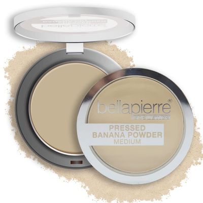 bellapierre Pressed Banana Setting Powder | Lightweight Color Corrector | Eliminates Dark Under Eye Circles &amp; Redness | Talc-Free Powder | Compact Matte Banana Powder - Medium - 0.28 Oz