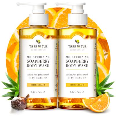 Tree to Tub Citrus Body Wash for Dry Skin &amp; Sensitive Skin - pH Balanced Moisturizing Body Wash, Hydrating Sulfate Free Body Soap for Women &amp; Men