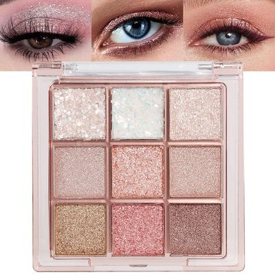 9 Colors Nude Champagne Gold Matte Shimmer Eyeshadow Palette for Eye Makeup,High Pigmented Brown Eye Shadow Primers Powder Palet de sombras de ojos-13#